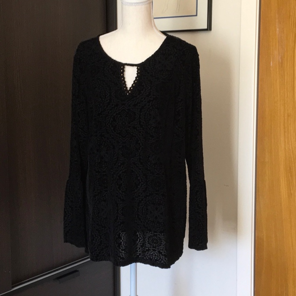 Black velvety burnout top